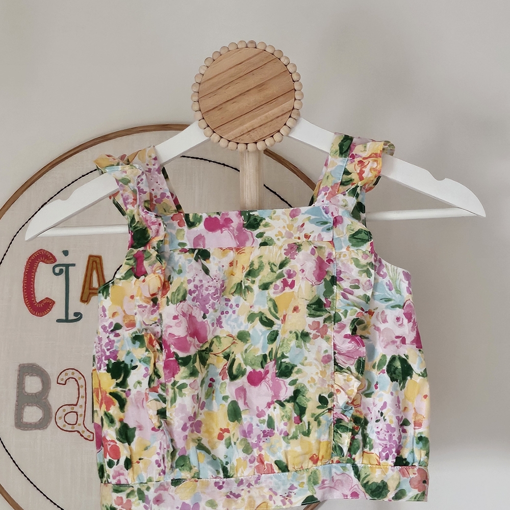 Janie and Jack Floral Button Down Shirt - Pink, Yellow, Green
